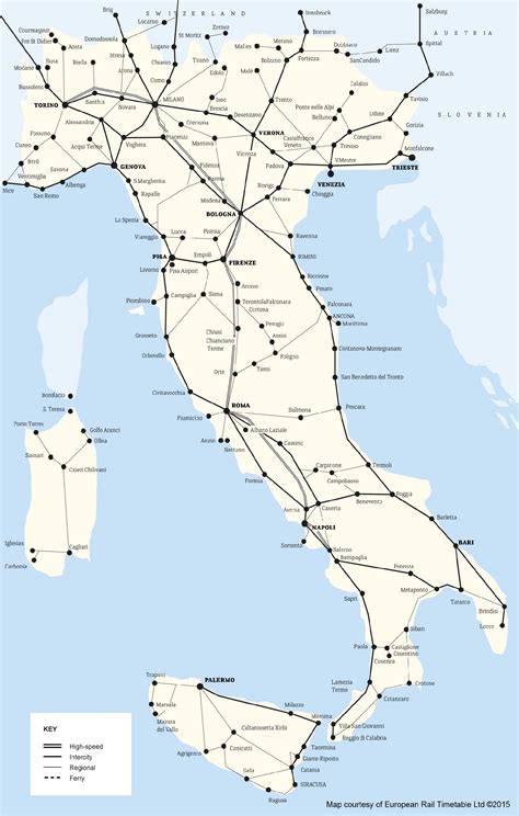 Map of Train in Italy